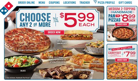 From what I see all three basically have the same deals. . Dominos carryout specials